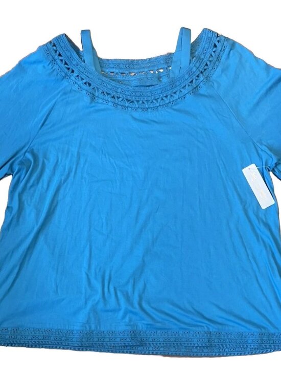 Soft Surroundings Tops - NWT Soft surroundings blue cold shoulder boho Tunic Top 1X